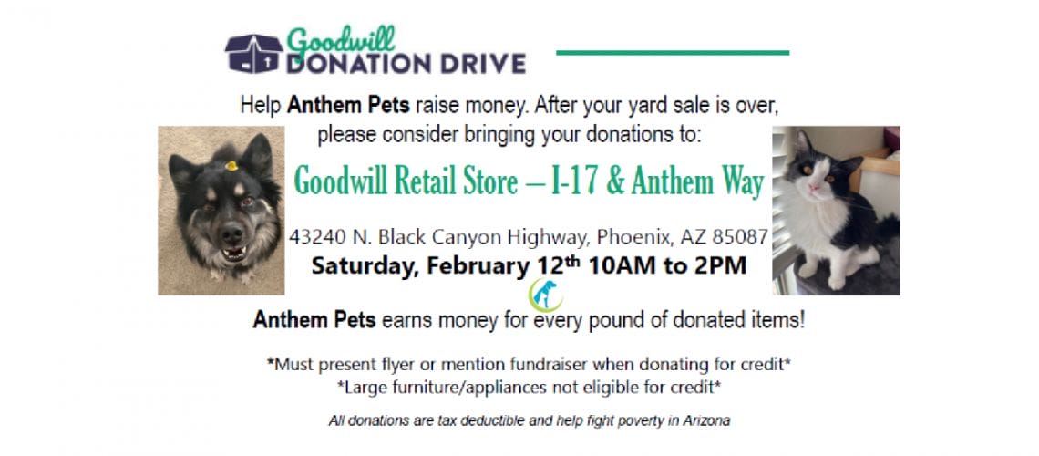 Donate to Goodwill & Help the Pets! - Anthem Pets